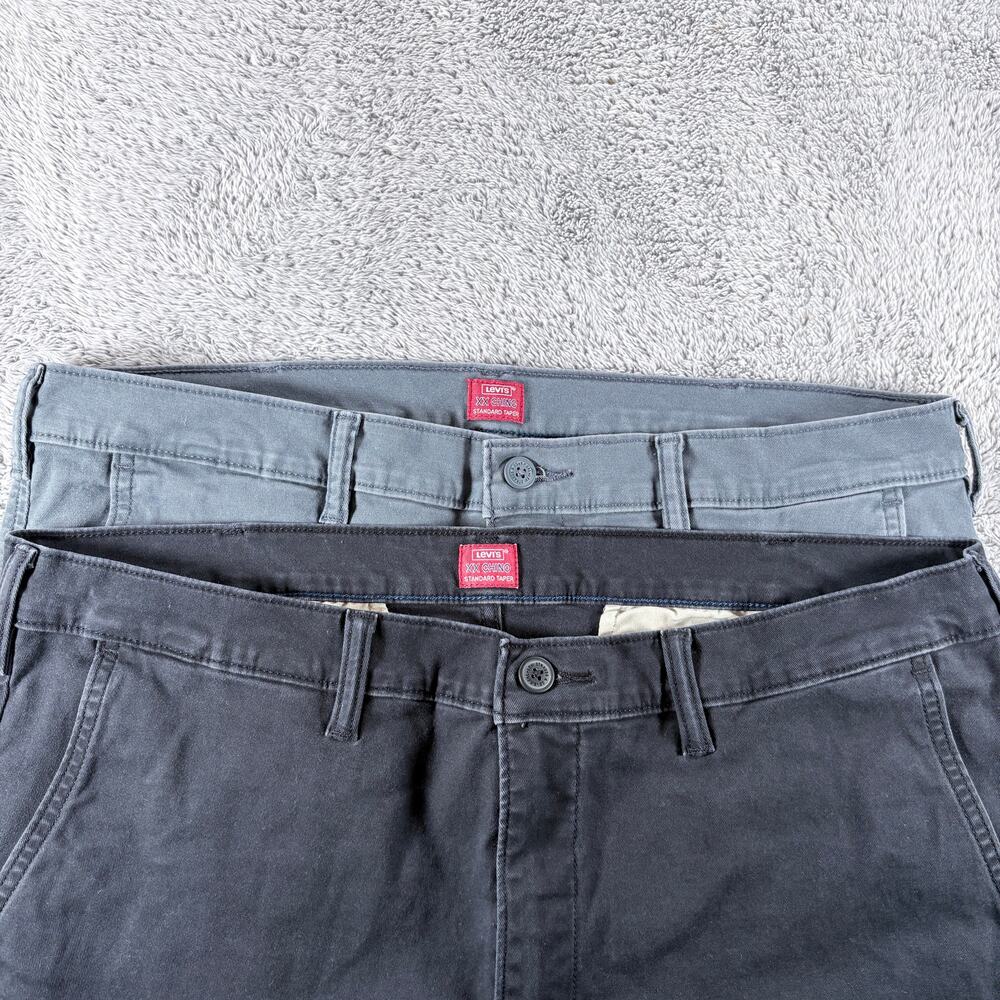 Levi's 2 Pair Chino Slacks Color Gray and Black Sz 38x30 *FLAWS*